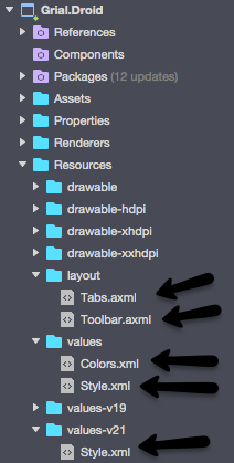 Android themes and layouts