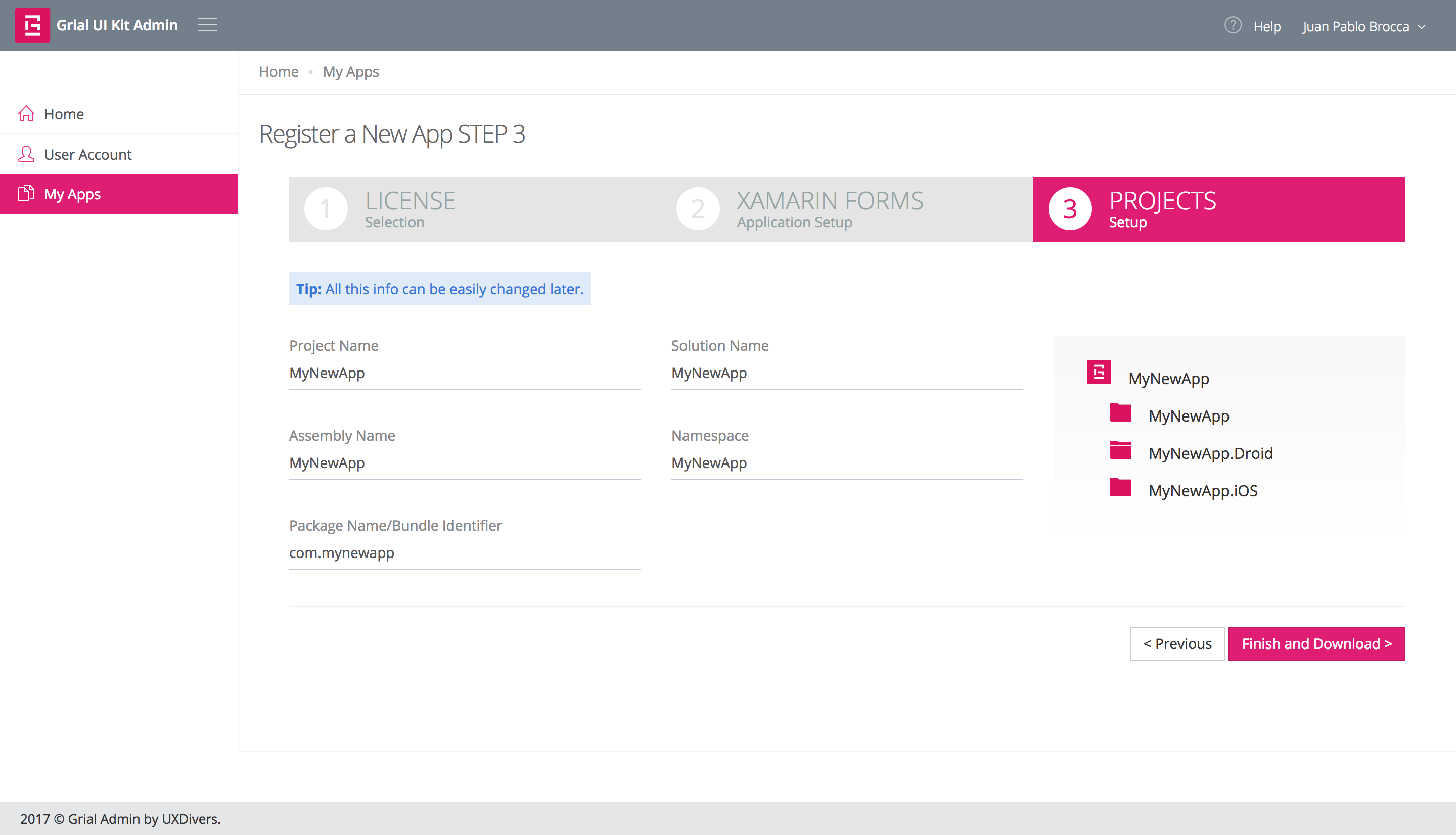 Grial Admin New App Setup